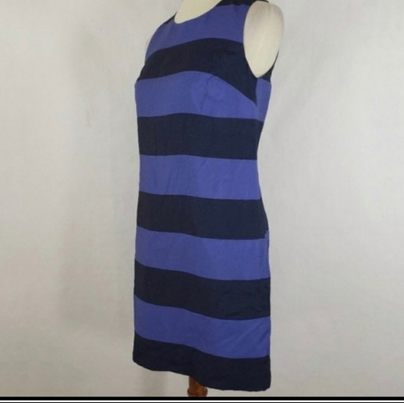 *NEW! BANANA REPUBLIC CREW NECK SLEEVELESS SHIFT DRESS POCKETS STRIPES KNEE 2 XS - Picture 6 of 14